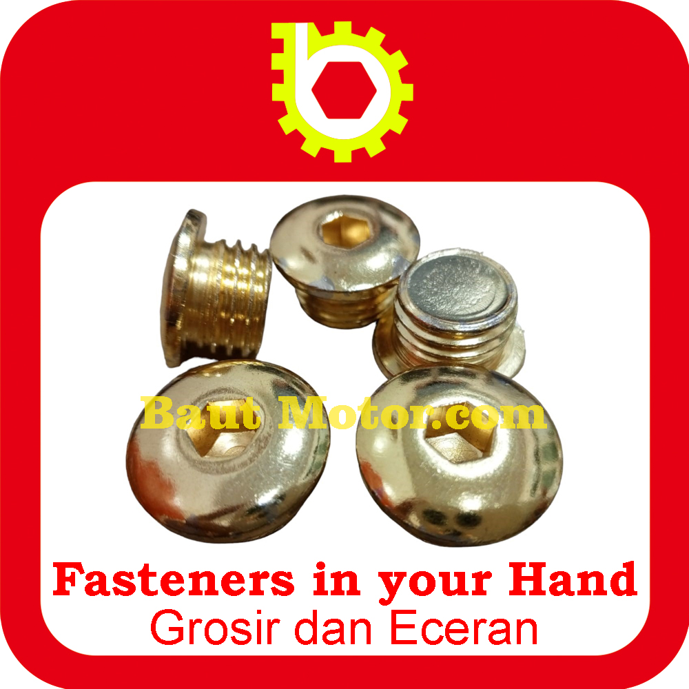 Baut tutup oli atas sepuh Kuningan Honda dan yamaha